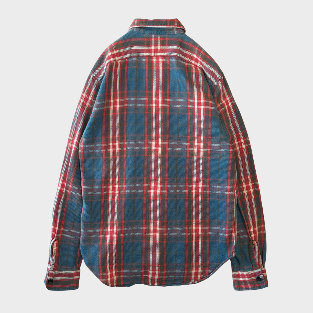 00's  Ralph Lauren RUGBY タータンチェック ネルシャツ 薄青 S /A7786SH-SO