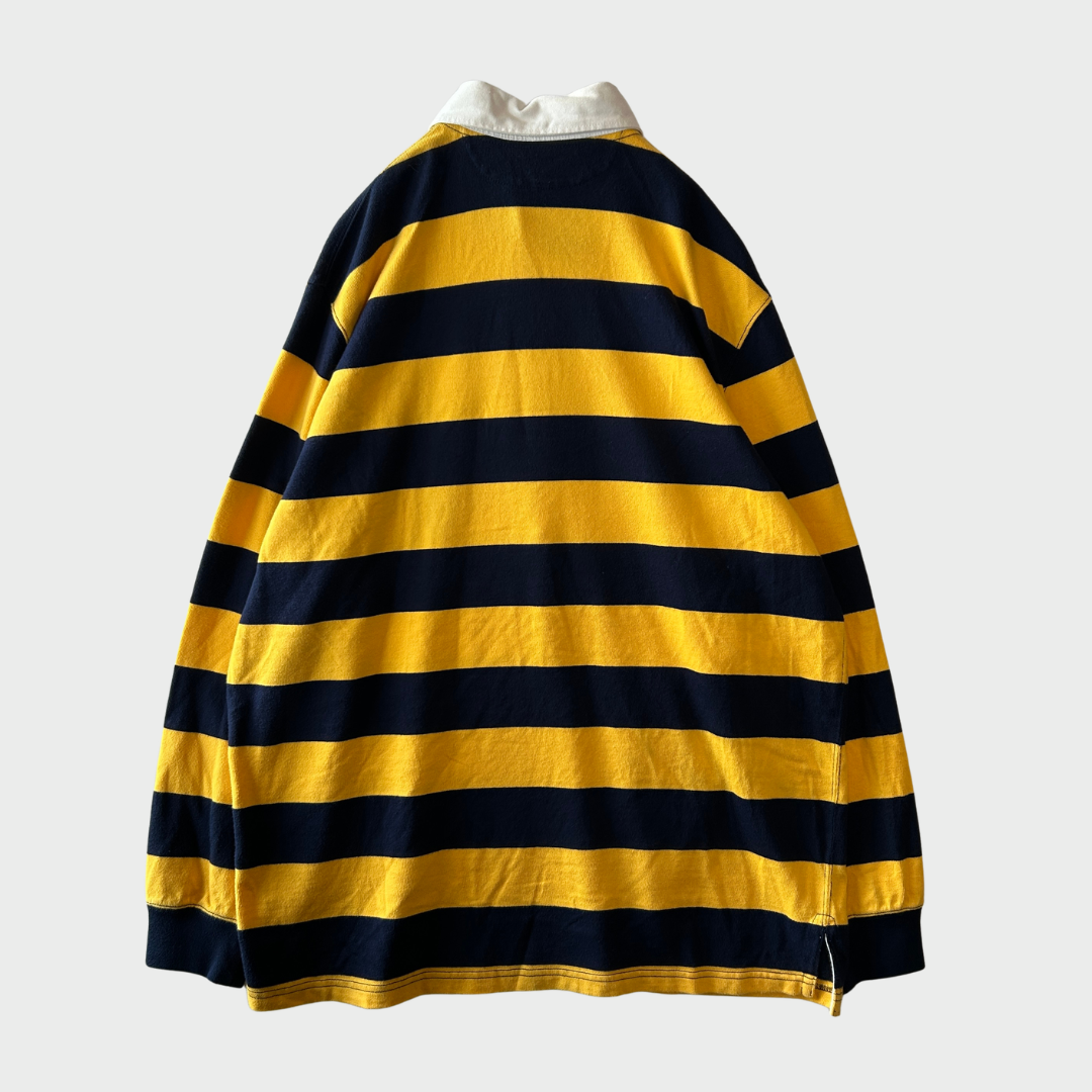 00's Polo by ralph lauren ラルフローレン ボーダーラガーシャツ ネイビー×黄(L)/B0537T-SO