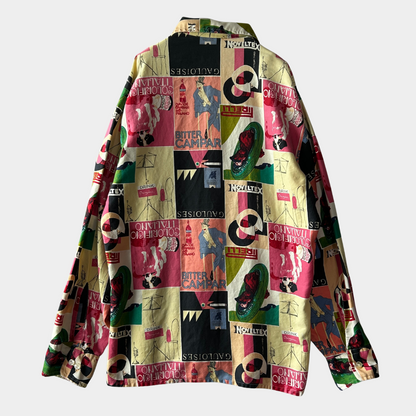 70's JOHN HENRY l/s shirt ジョンヘンリー 総柄シャツ ピンク (L)/A8093SH-SO
