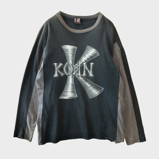 90's  giant  KORN メッシュ切替  バンド ロンT 黒 XL /A1738T-SO