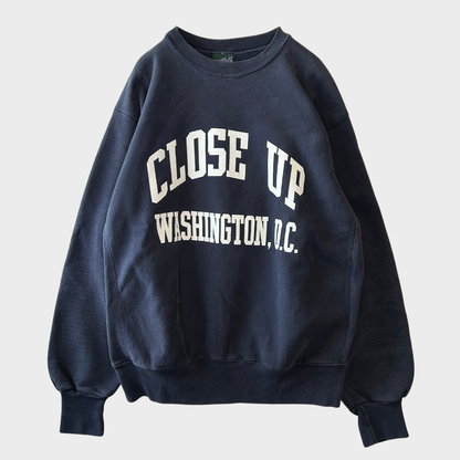 90's MV SPORT "CLOSE UP" Washington, D.C. リバースウィーブタイプ カレッジスウェット 紺 (L)/A8542S-SO