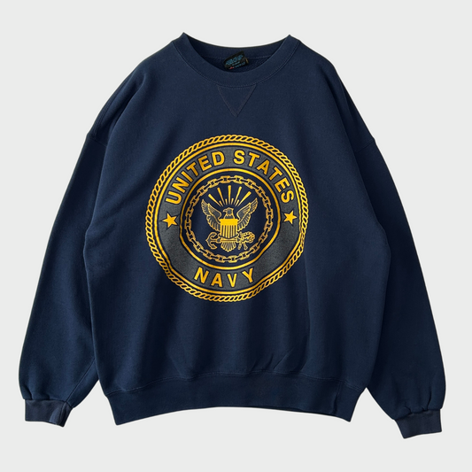 80's Soffe US NAVY ミリタリースウェット 紺 (L)/A7893S-SO