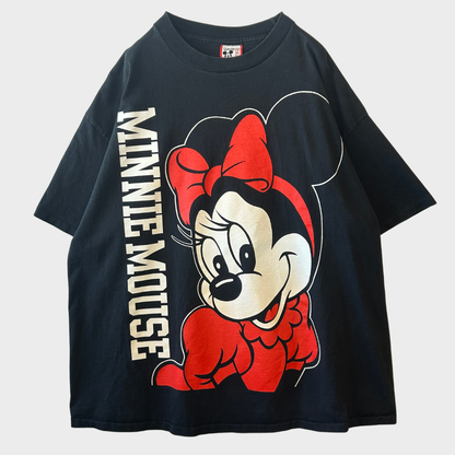 90's Disney ミニーマウス 両面プリント tシャツ黒(XXXXL)/C0503T