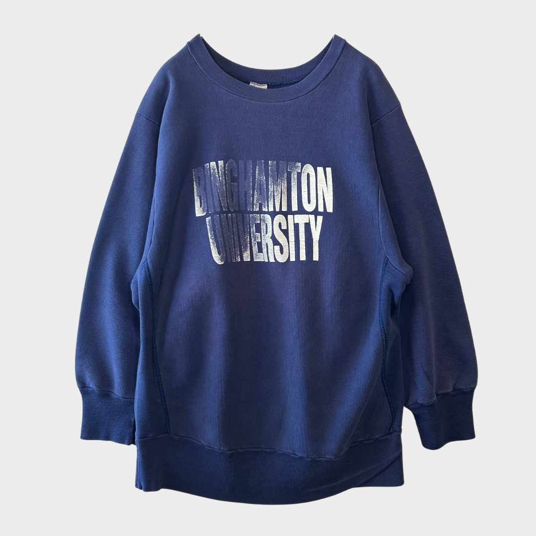 80's  Campion  REVERSE WEAVE リバース 内縫い BINGHAMTON UNIVERSITY 青紫 XL /A5448S-SO