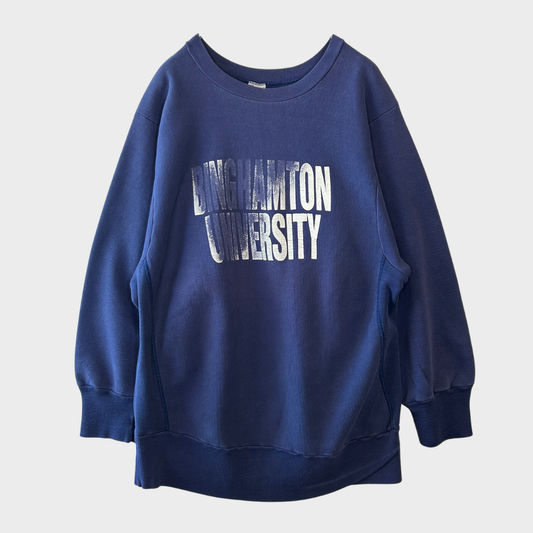 80's  Campion  REVERSE WEAVE リバース 内縫い BINGHAMTON UNIVERSITY 青紫 XL /A5448S-SO