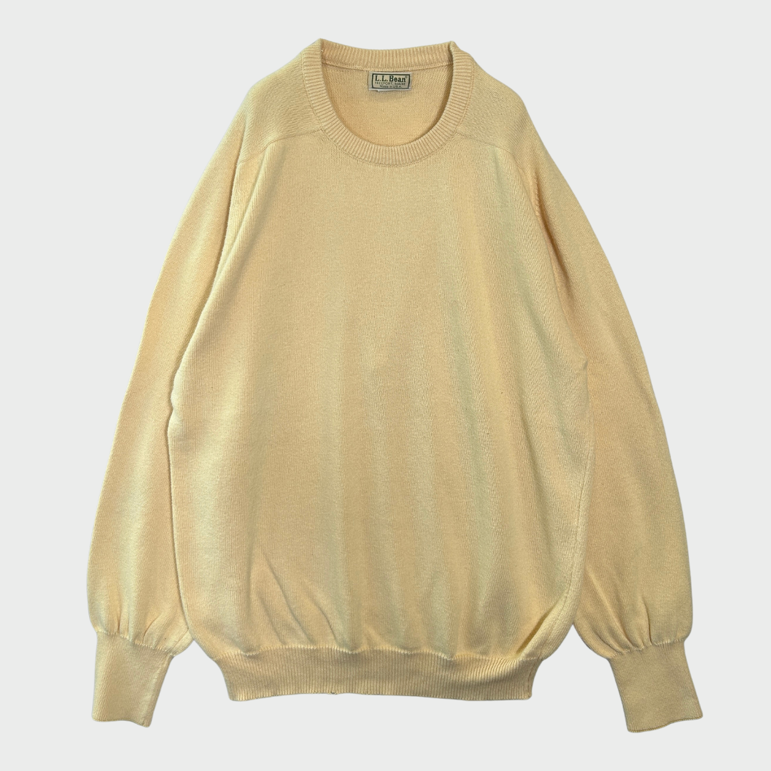 90's  L.L.Bean  ラグラン コットンニット イエロー L /A8224K-SO