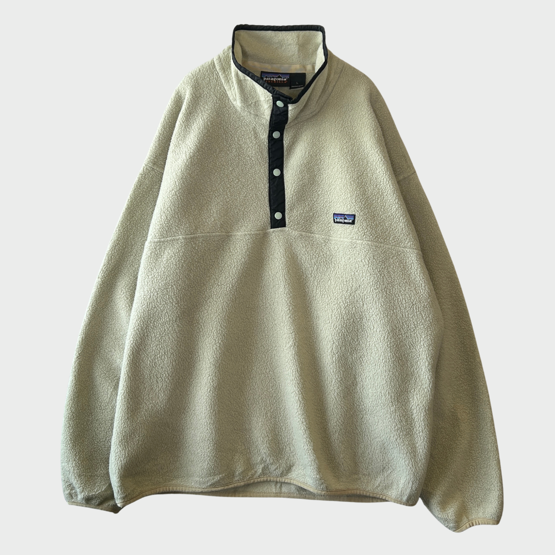 00's Patagonia パタゴニア スナップT シンチラ フリース プルオーバー アイボリー (L) /C0217F-SO