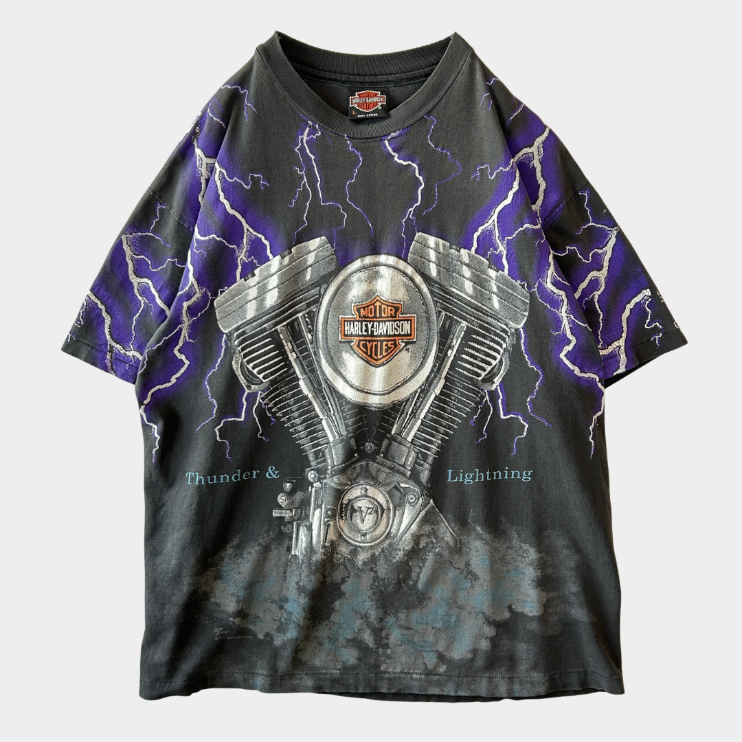 90's Harley-Davidson ハーレー Thunder&Lightning サンダー Tシャツ （L )/C0994T-SO