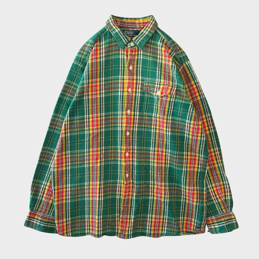 00's  Ralph Lauren  タータンチェック ネルシャツ 緑 XL /A8463SH-SO