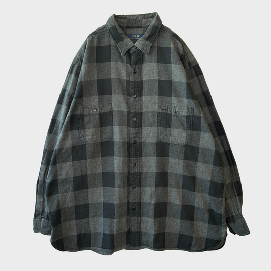 00's Ralph Lauren ラルフローレン チェックシャツ 黒灰 (2XL)/A7913S-SO