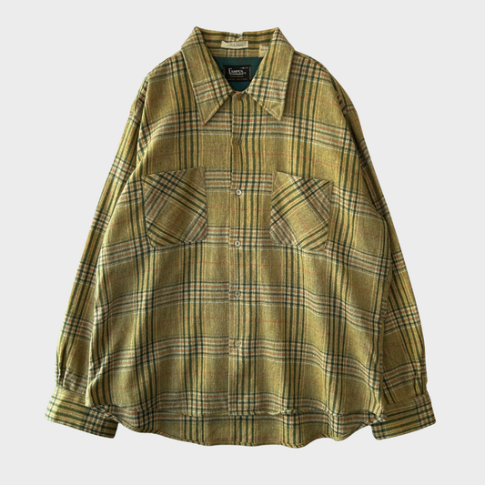 70's Campus ウールチェックシャツ 黄緑橙 (XL)/A6961S-SO