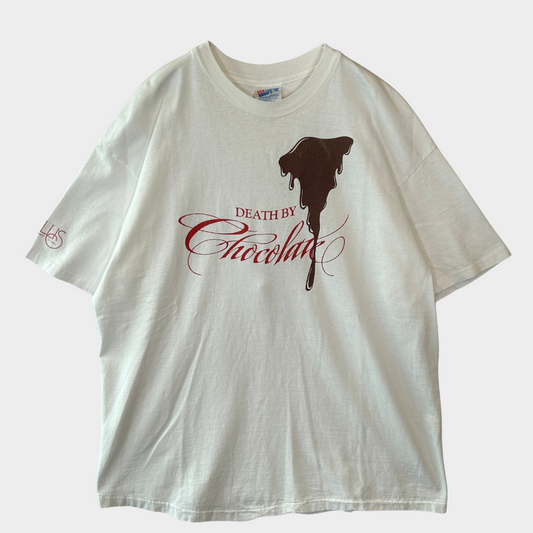 90's  Hanes DEATH BY Chocolate THE TRELLIS CAFE.RESTAURANT&GRILL 企業Tシャツ 白 XL/A3837T-SO