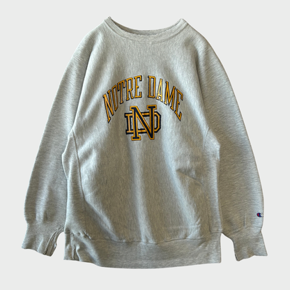 90's Champion Reverse Weave リバースウィーブ NOTRE DAME カレッジスウェット グレー (XL) /A9644S-SO