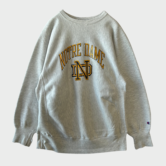 90's Champion Reverse Weave リバースウィーブ NOTRE DAME カレッジスウェット グレー (XL) /A9644S-SO