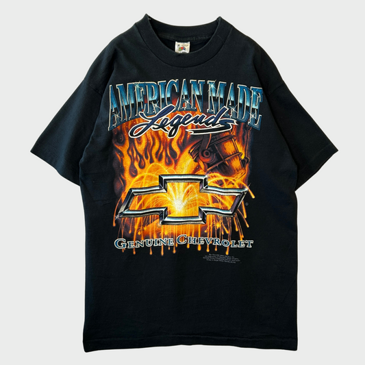 90's FRUIT OF THE LOOM American Made Legends Genuine Chevrolet シボレー ボウタイロゴTシャツ 黒 (M)/B2779T-SO