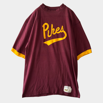 70's Russell football T-shirt "Pikes" フットボール Tシャツ えんじ (L)/A4256T-SO