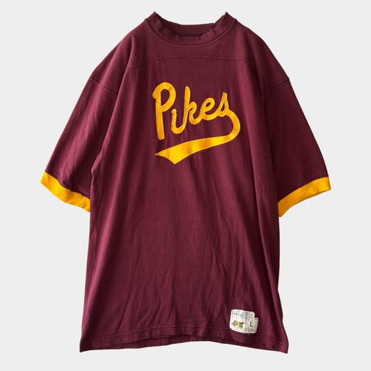 70's Russell football T-shirt "Pikes" フットボール Tシャツ えんじ (L)/A4256T-SO