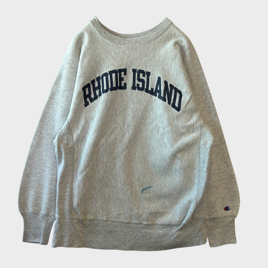 80's Champion "Rhode Island" リバースウィーブ カレッジスウェット 白 (L)/A2530S-SO