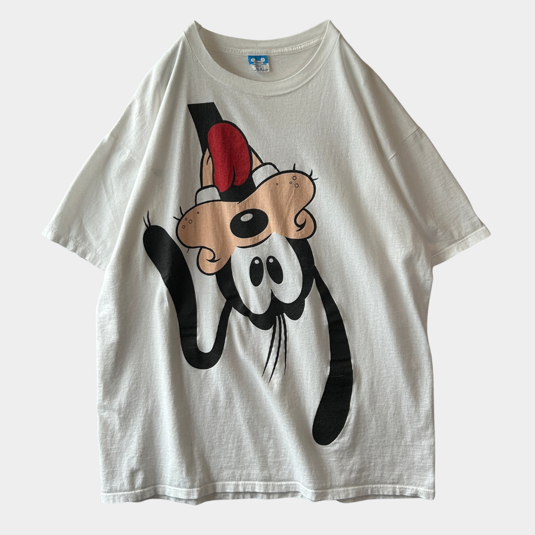 80~90's Disney ディズニー 逆さグーフィー 両面プリントTシャツ 白(XXL)/C1034T-SO