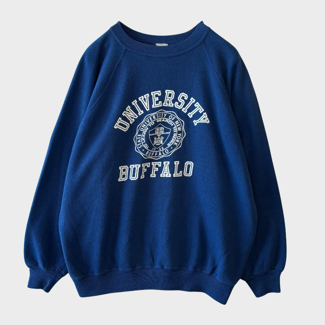 80's Artex New York Buffalo ラグラン カレッジスウェット 青 (L)/B3332S-SO