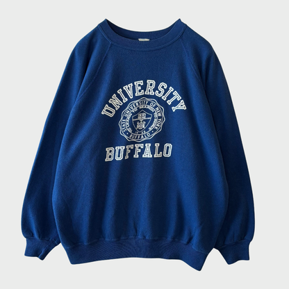 80's Artex New York Buffalo ラグラン カレッジスウェット 青 (L)/B3332S-SO
