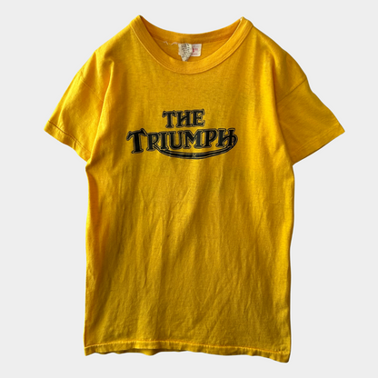80's THE TRIUMPH トライアンフ プリントTシャツ バイク 黄色(L)/A3103T-SO