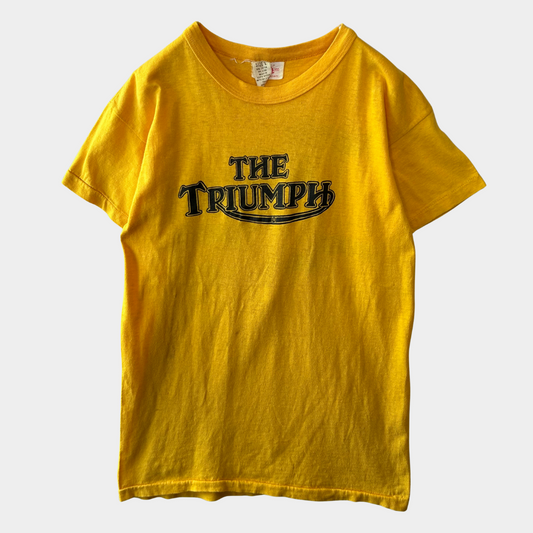80's THE TRIUMPH トライアンフ プリントTシャツ バイク 黄色(L)/A3103T-SO