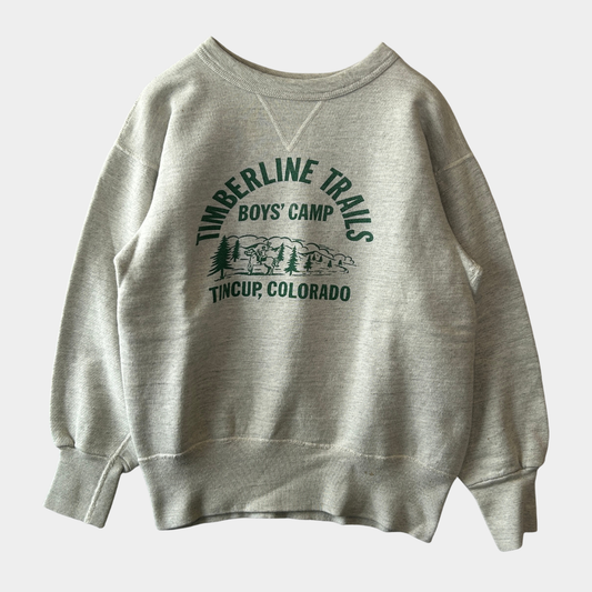 50's Huskee Mills 前V 染み込みプリントスウェット グレー(M)/A1786S-SO