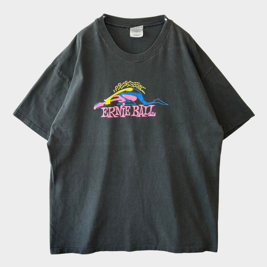 90's  Hanes ERNIE BALL 企業 プリントTシャツ 黒 XL/A7065T-SO