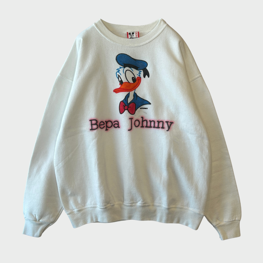 90's Disney ドナルドダック Bepa Johnny スウェット 白 (XL) /B1766S-SO
