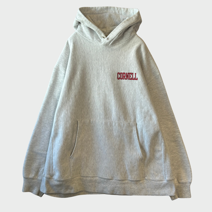 00's Champion REVERSE WEAVE リバースウィーブ CORNELL 両面プリント カレッジフーディー アッシュグレー (XL)/A8197S-SO