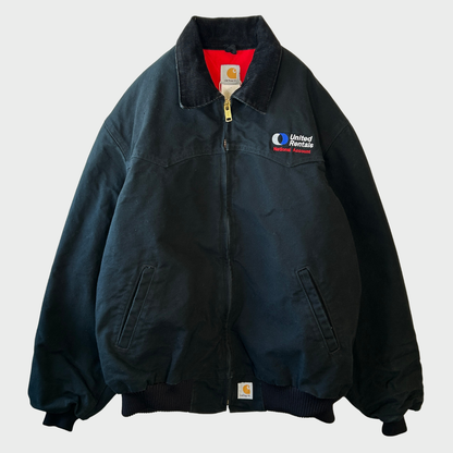 90~00's Carhartt カーハート 企業ロゴ入り サンタフェジャケット United Rentals 黒 (サイズ不明)/B3412J-SO