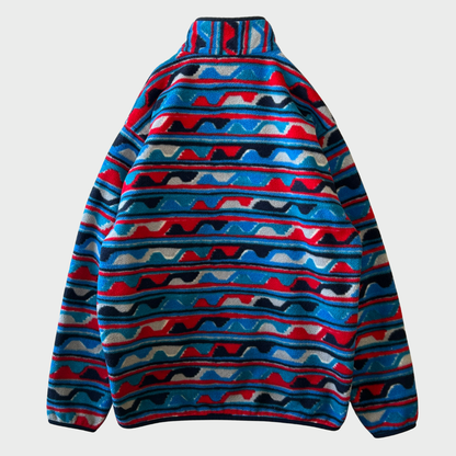 FA16 Patagonia パタゴニア スナップT フリース プルオーバー 総柄 ターコイズブルーレッド (L) /A9854F-SO