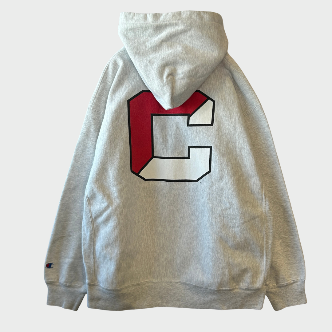 00's Champion REVERSE WEAVE リバースウィーブ CORNELL 両面プリント カレッジフーディー アッシュグレー (XL)/A8197S-SO