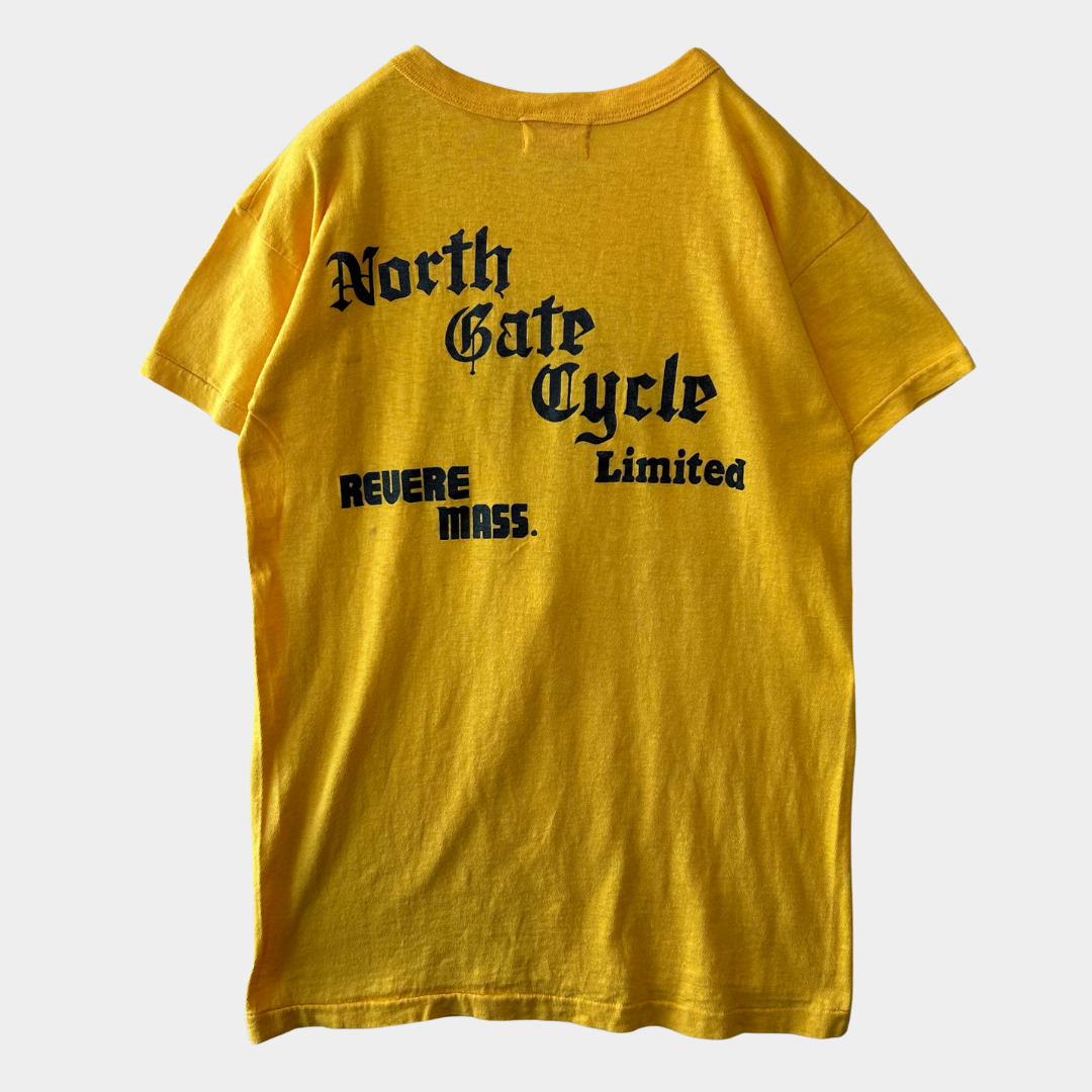 80's THE TRIUMPH トライアンフ プリントTシャツ バイク 黄色(L)/A3103T-SO