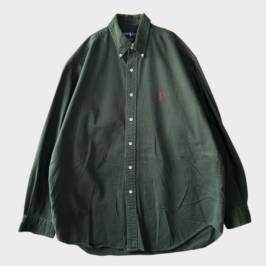00's Ralph Lauren ラルフローレン 無地シャツ 緑 (L)/SA7957SH-SO