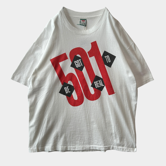 90's Levi's リーバイス 501 "GOT TO BE REAL"プリントTシャツ 白(XL)/C0968T-SO