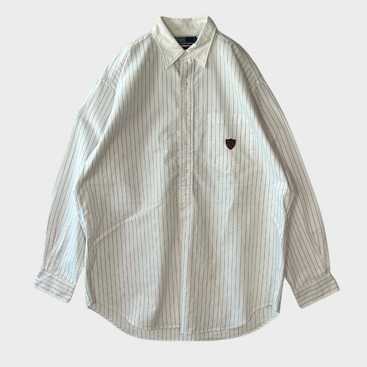 00's Ralph Lauren ラルフローレン ストライプシャツ 白青 (M)/A1595S-SO