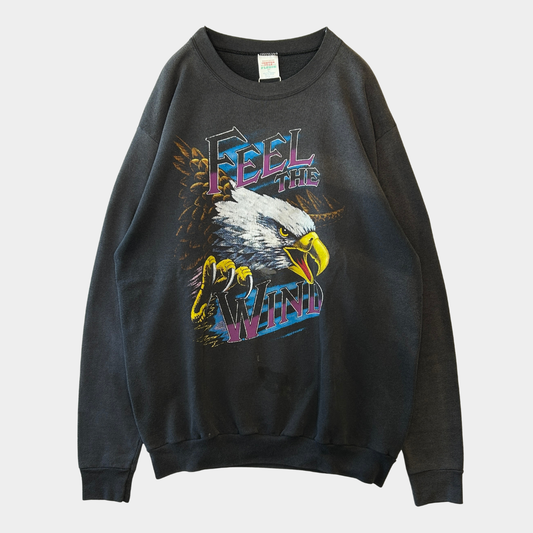90's Center Star "FEEL THE WIND" アメリカンサンダー イーグルプリントスウェット 黒 (XL)/B2356S-SO