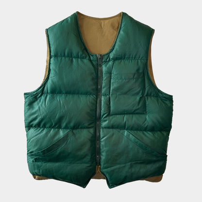 80's Eddie Bauer エディー・バウアー リバーシブルダウンベスト グリーン/ベージュ(M)/C1692V-SO
