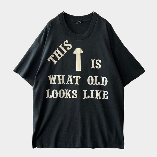 90's SCREEN STARS フロッキープリントTシャツ 黒(XL)/A7112T-SO