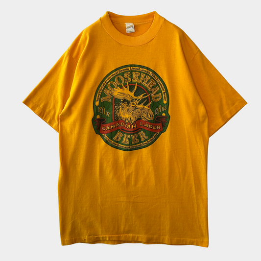 80's Sportswear MOOSEHEAD BEER ムースヘッドビール 企業Tシャツ 黄色(XL)/A6432T-SO