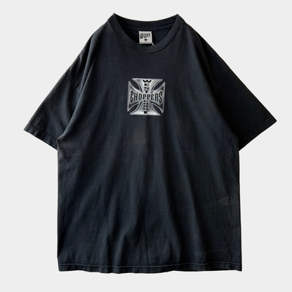 00's West Coast Choppers ウェストコーストチョッパーズ クラシックカー＆アイアンクロス Tシャツ ブラック(XL)/C0997T-SO