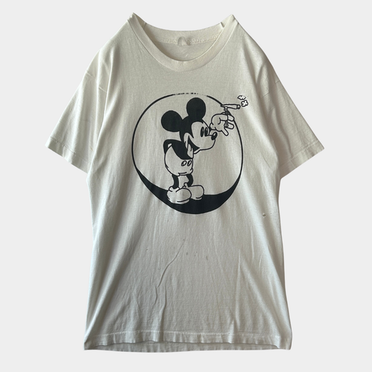 80's Fruit of the loom ディズニー ミッキーマウス キャラクターTシャツ 白 (L)/A6543T-SO