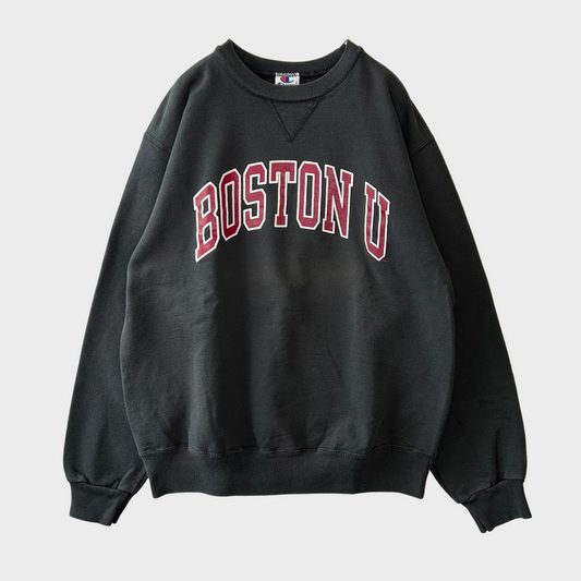 90's  Champion  BOSTON U  カレッジ スウェット 黒 L /B3043S-SO