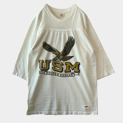 80's Collegiate Pacific USM Golden Eagles フットボールT コットン/アクリル 白(L)/C1020T-SO