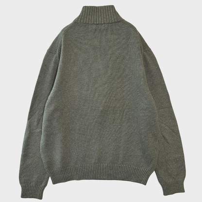00's  POLO RALPH LAUREN  ハーフジップ コットンニット グレー L /B1497K-SO