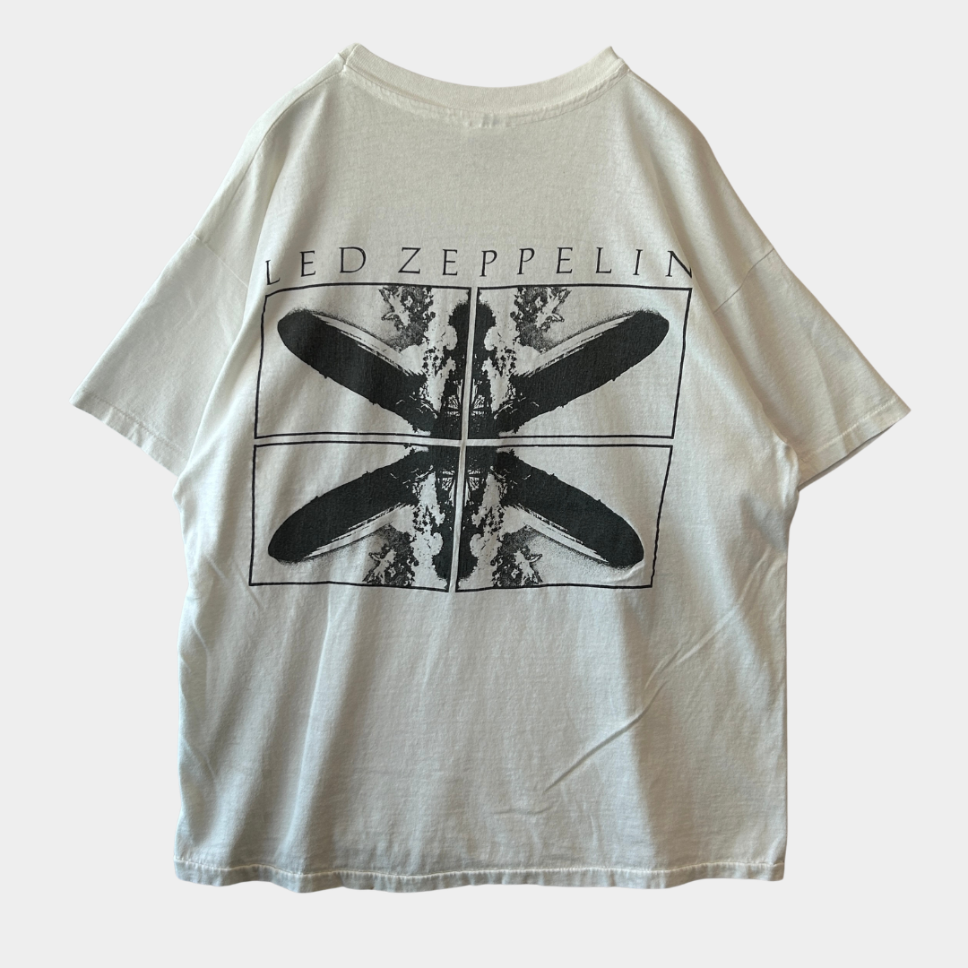 90's Led Zeppelin レッド・ツェッペリン バンドTシャツ 白 Hanes(XL)/A3443T-SO