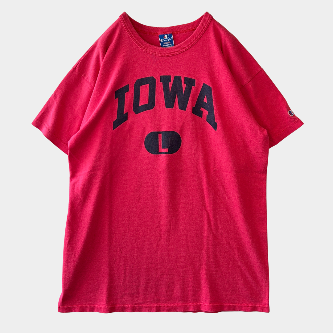 90's Champion チャンピオン IOWA 88/12 ハチハチワンツー カレッジTシャツ ピンク(XL)/C0954T-SO