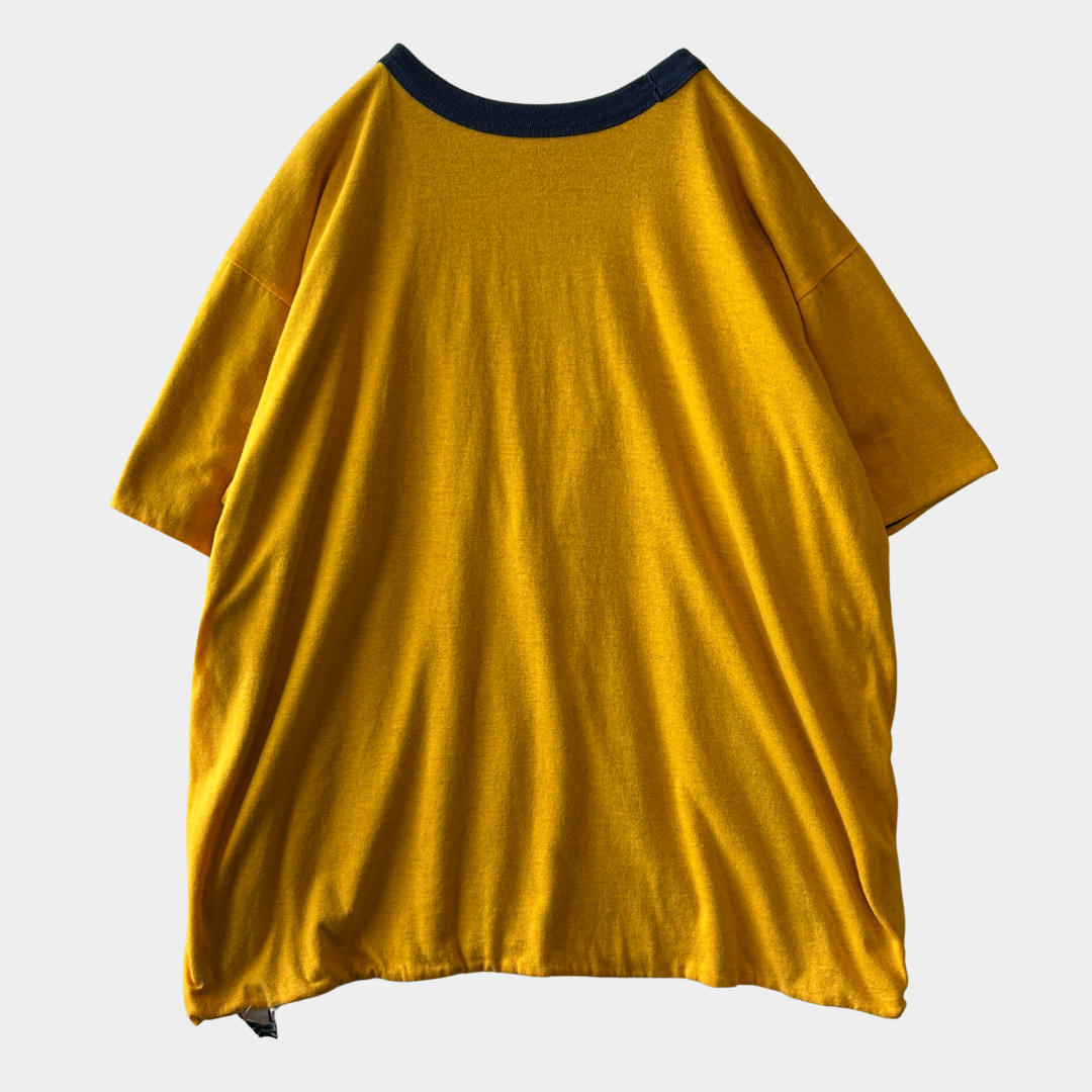 90's Arrowear ダブルフェイスTシャツ ネイビー/イエロー  USA製 (XL)/C1223T-SO